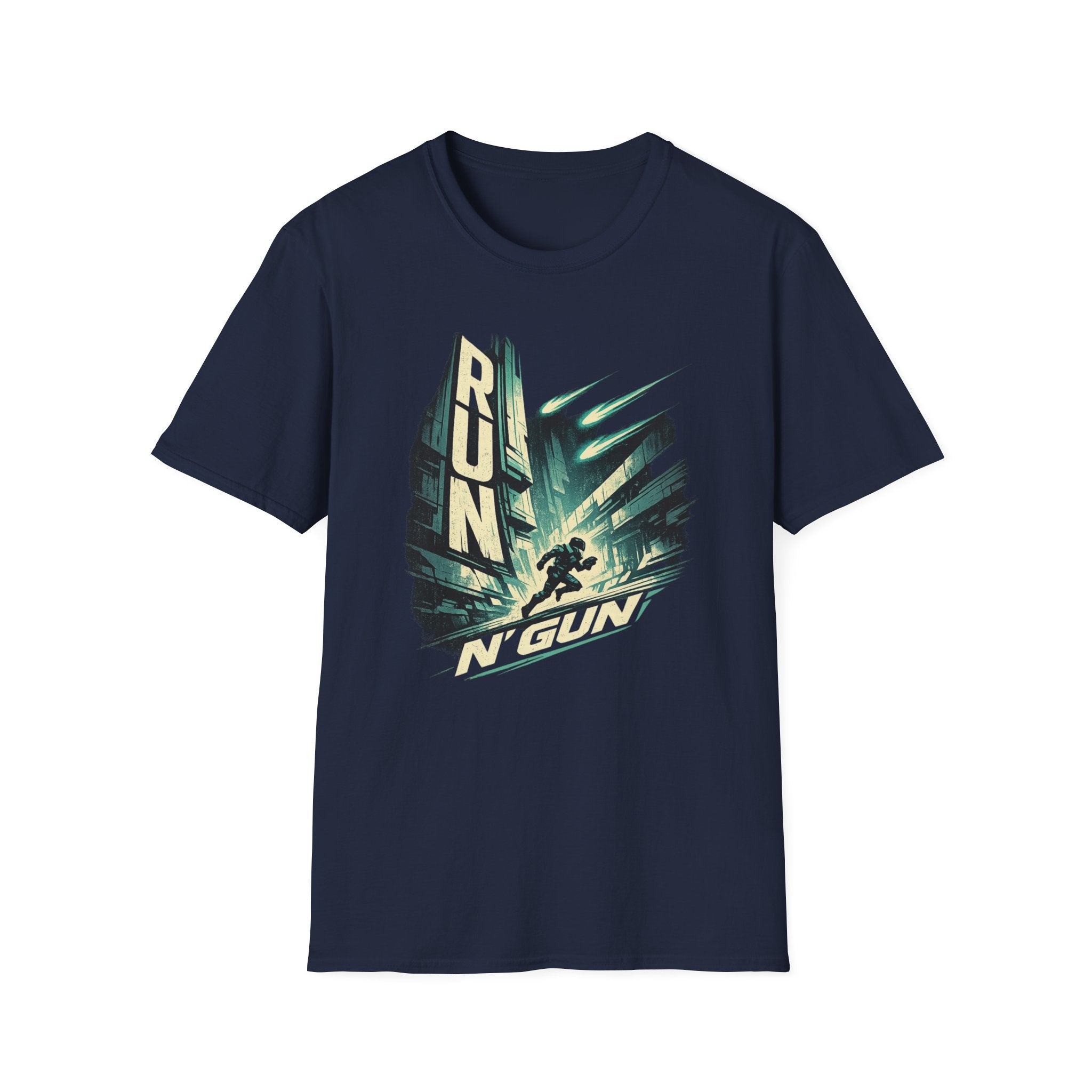 Run N' Gun T-Shirt - Retro Arcade Shooter Graphic Tee