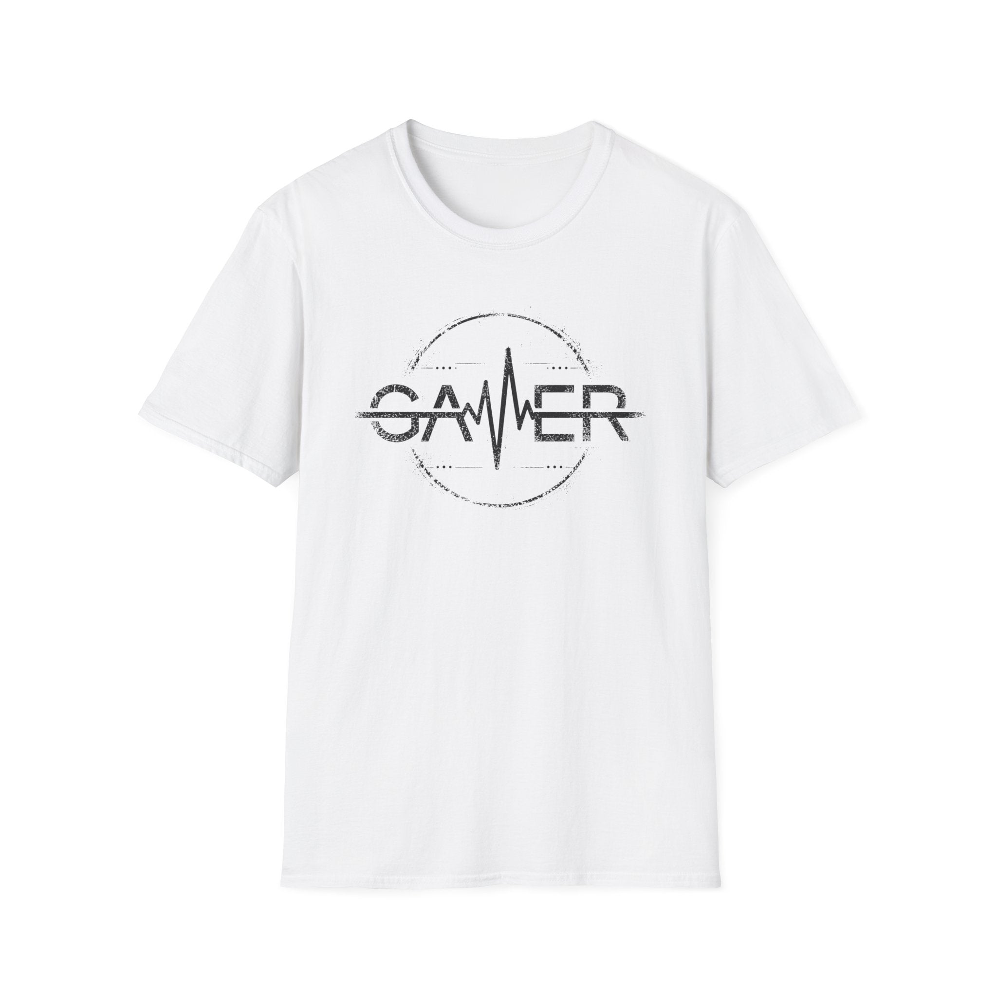 Gamer Heartbeat T-Shirt - Retro Monochrome Black Gaming Tee