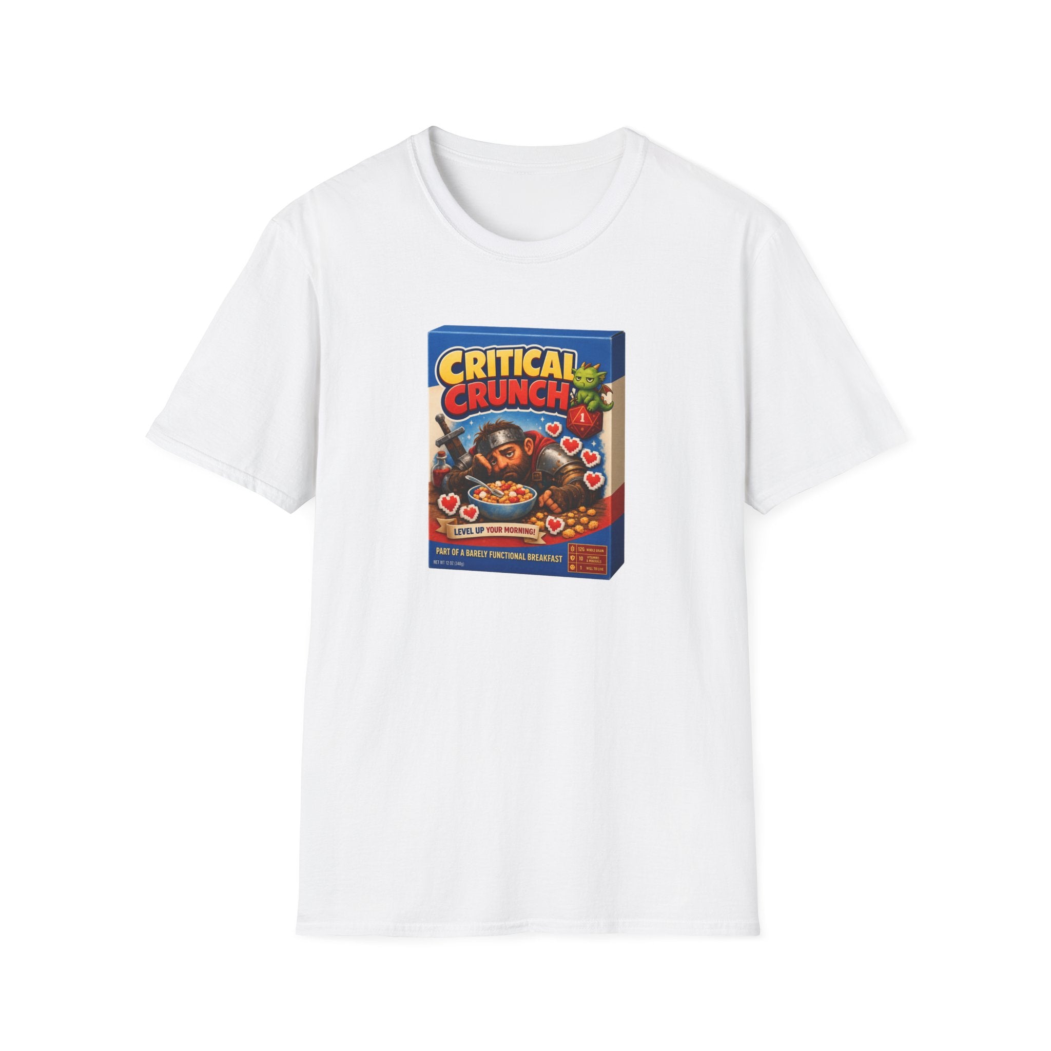 Critical Crunch Cereal T-Shirt — Retro Gaming Breakfast Tee