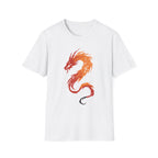 Fire Drake Brushstroke T-Shirt - Fiery Asian-Inspired Dragon Graphic
