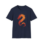 Fire Drake Brushstroke T-Shirt - Fiery Asian-Inspired Dragon Graphic