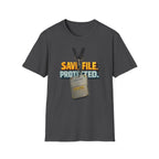 "SAVE FILE. PROTECTED." Lanyard Badge Graphic T-Shirt