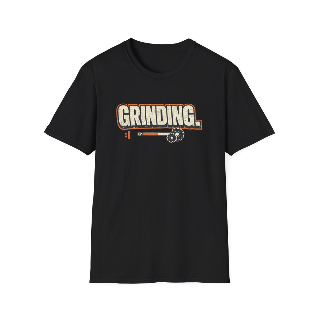 Grinding T-Shirt — Motivational Hustle Tee with Progress Bar & Gear