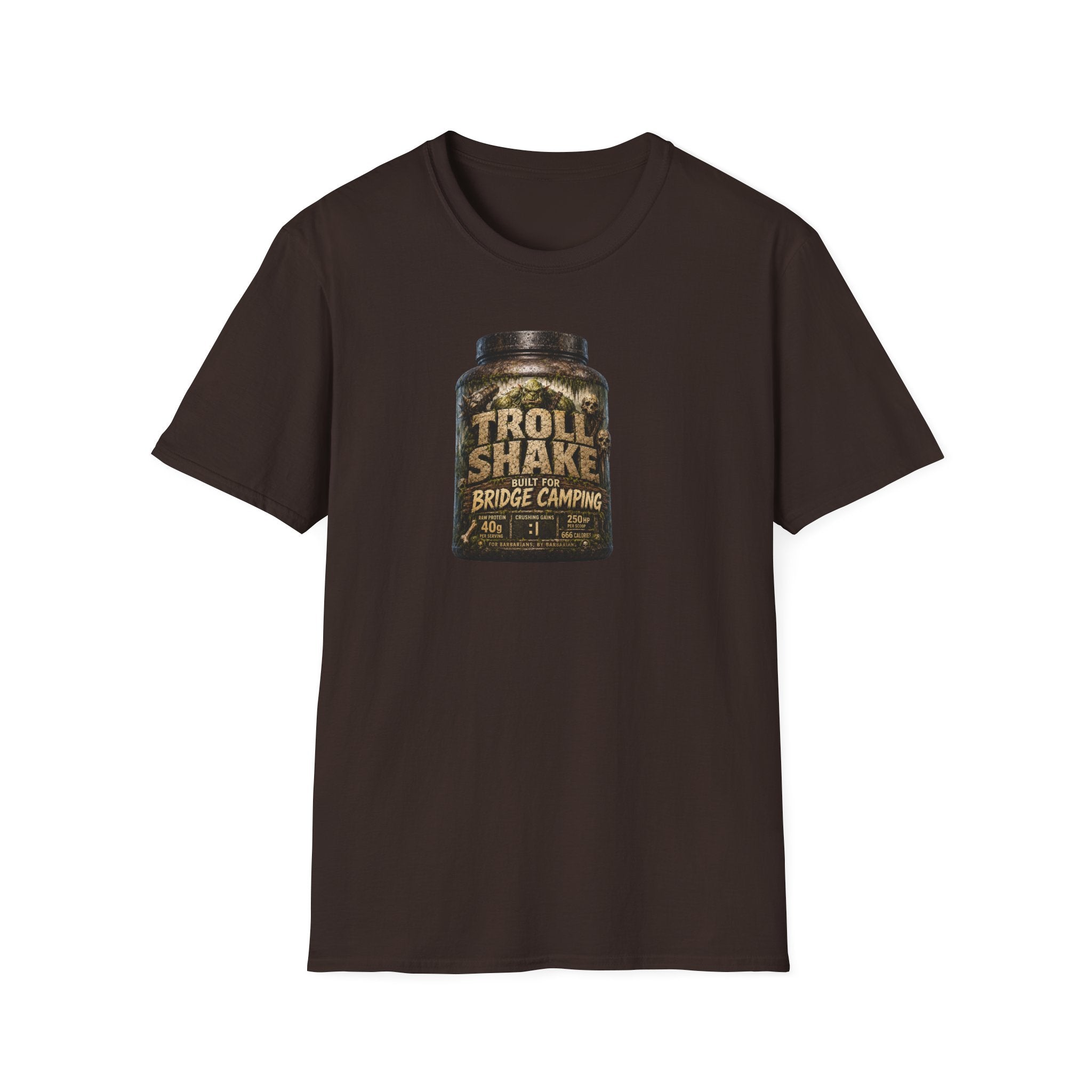 "Troll Shake: Built for Bridge Camping" Vintage Protein Powder Graphic T-Shirt