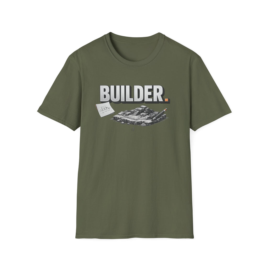 Builder T-Shirt — Architectural Blueprint & Construction Crew Tee