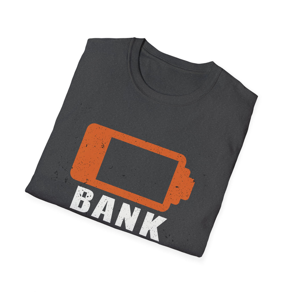 Bank Account Low Battery Distressed Splatter Graphic T-Shirt