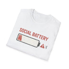 Social Battery Low Funny Introvert Graphic T-Shirt