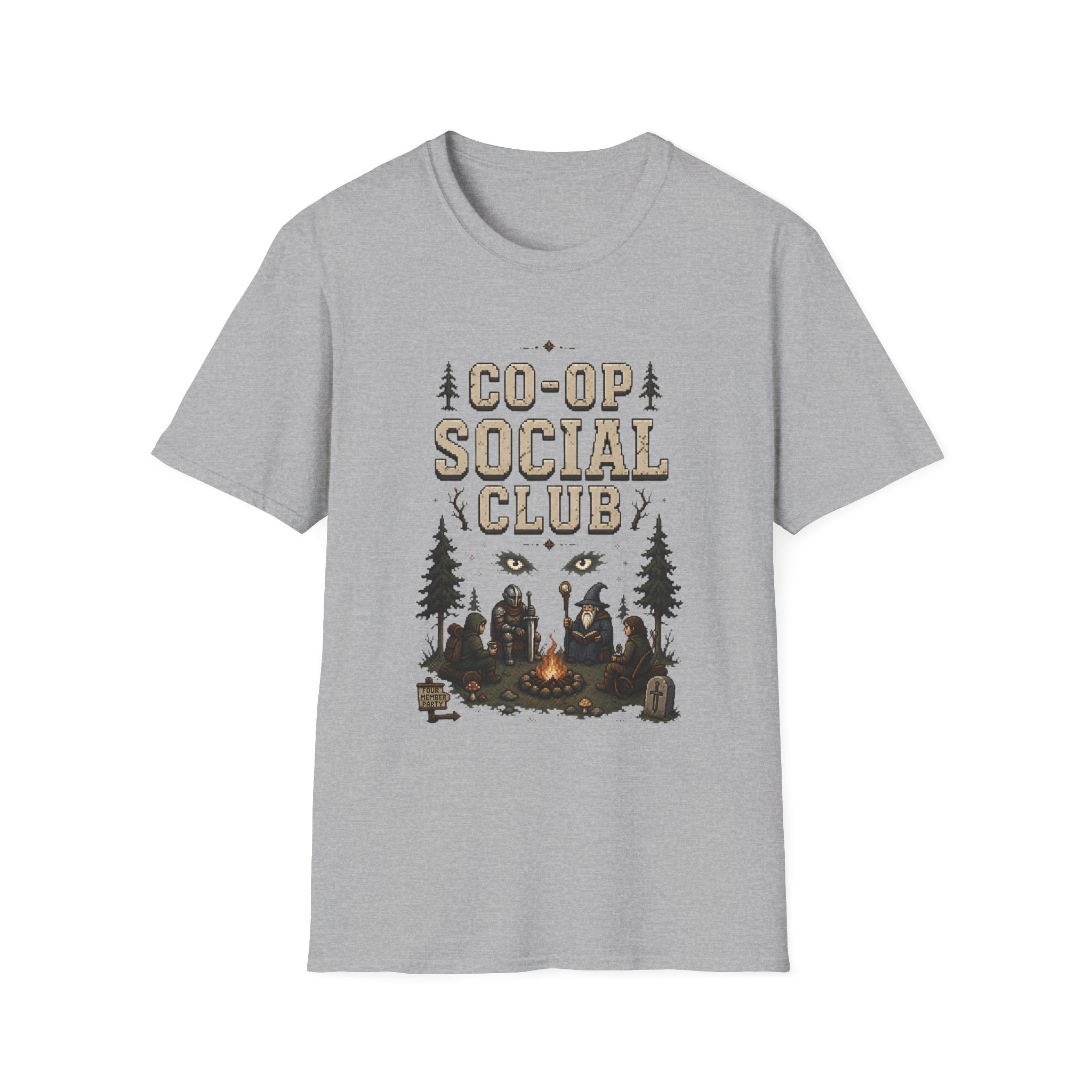 Co-Op Social Club RPG T-Shirt - Woodland Resting Pixel Graphic Tee