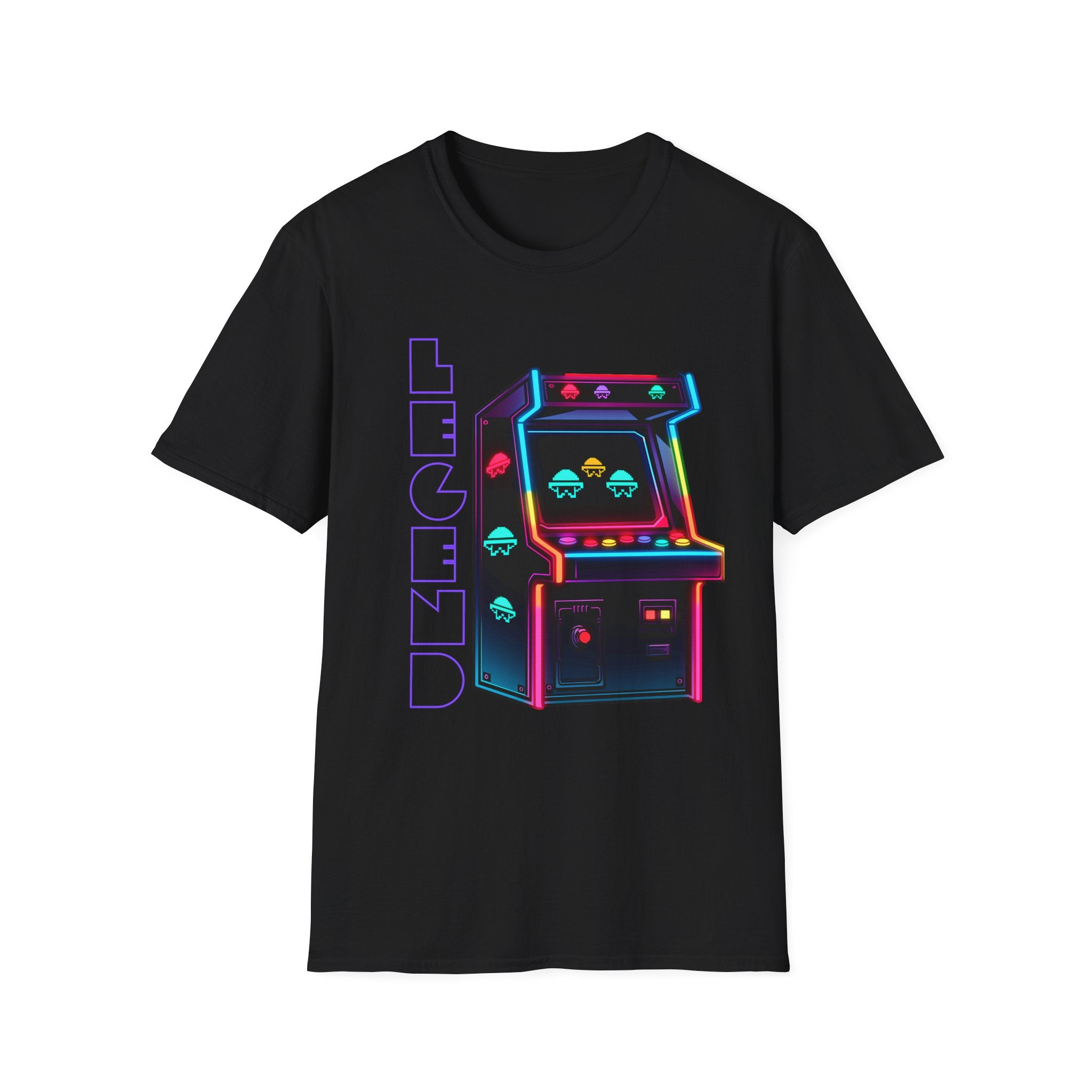 Retro Neon Arcade T-Shirt - 'Legend' Vintage Video Game Tee
