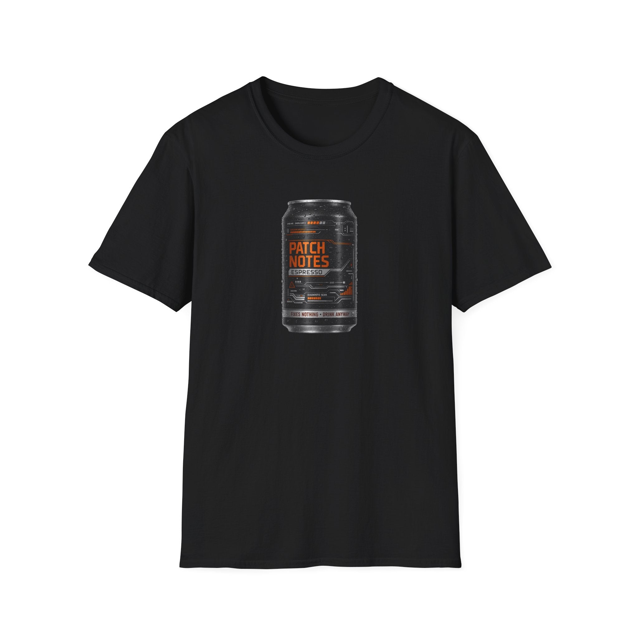 Patch Notes Espresso T-Shirt — Gamer Coffee Can Tee