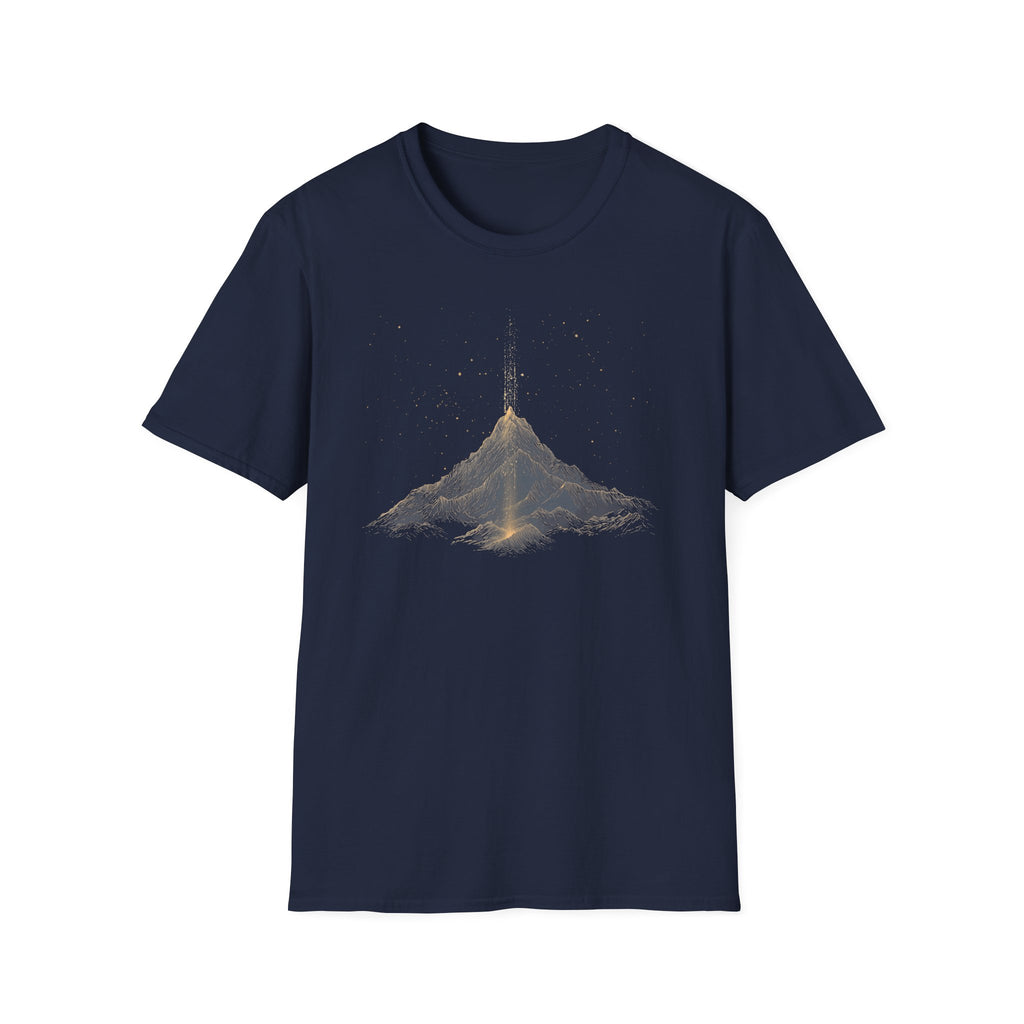 Golden Mountain Peak T‑Shirt — Minimal Night Sky Adventure Tee