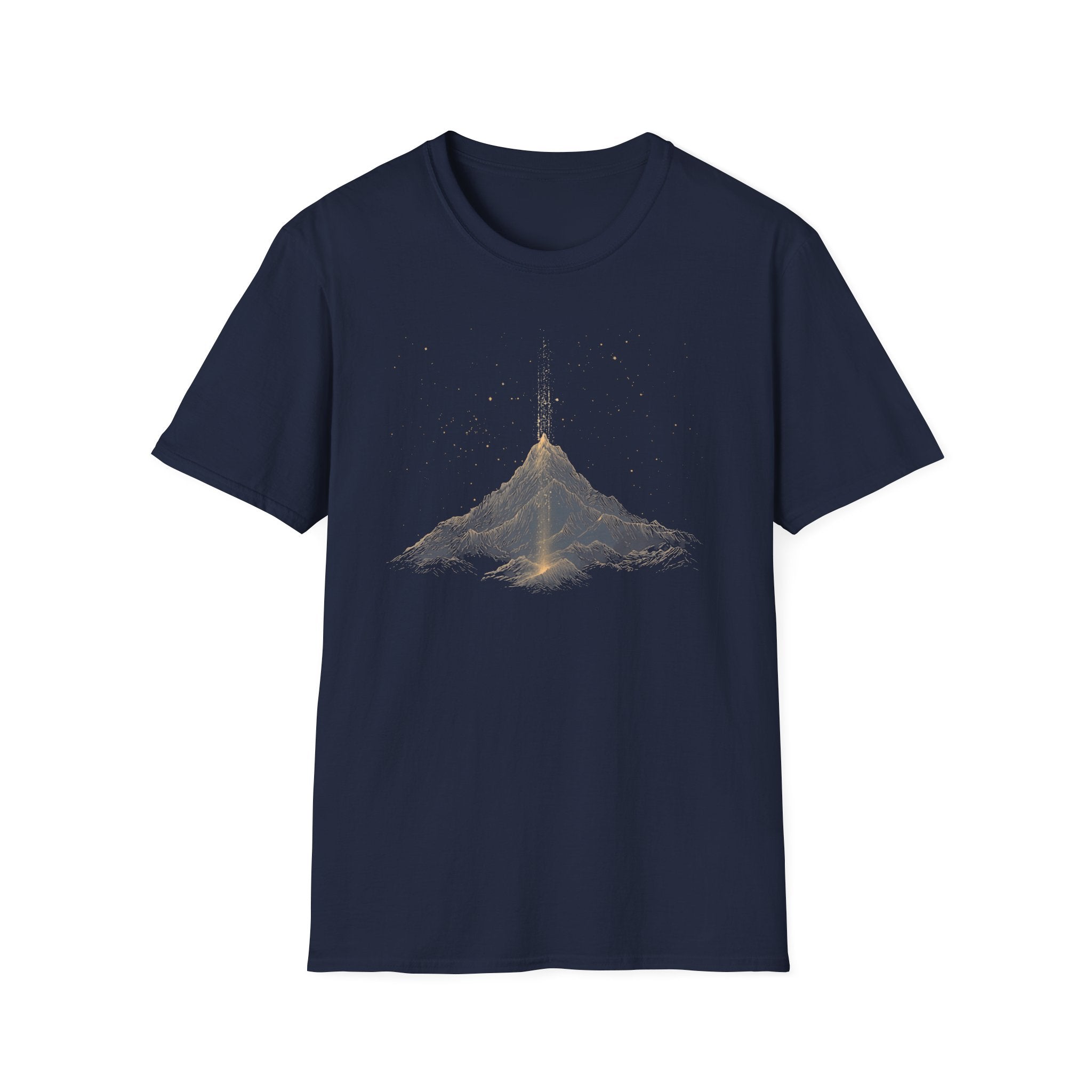 Golden Mountain Peak T‑Shirt — Minimal Night Sky Adventure Tee