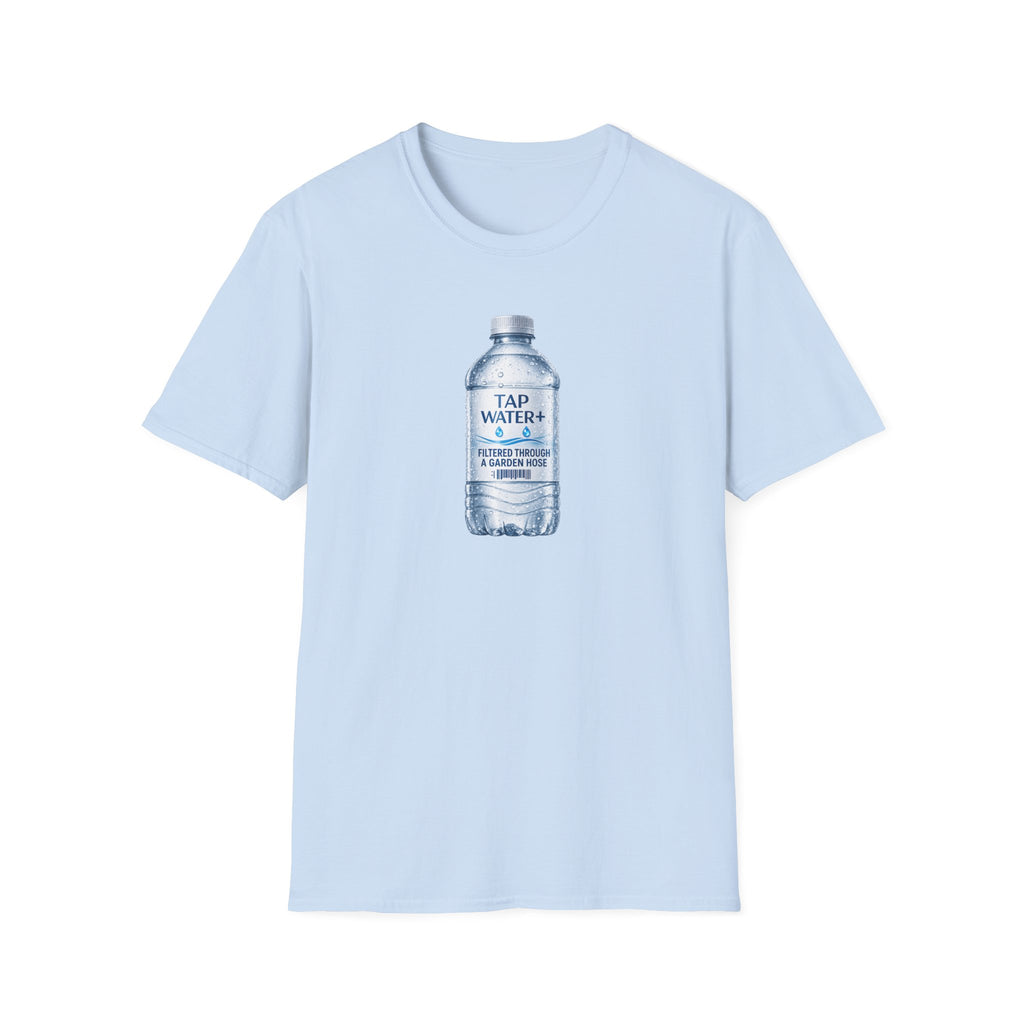 Tap Water+ Bottle: 'Filtered Through a Garden Hose' Funny Retro Graphic T‑Shirt