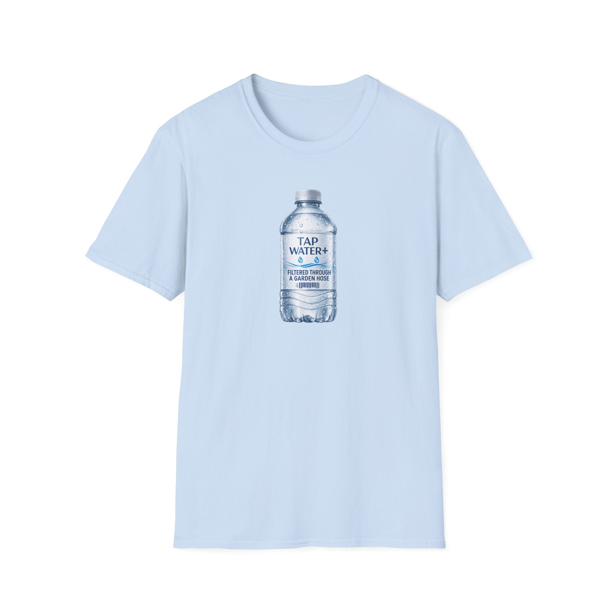 Tap Water+ Bottle: 'Filtered Through a Garden Hose' Funny Retro Graphic T‑Shirt