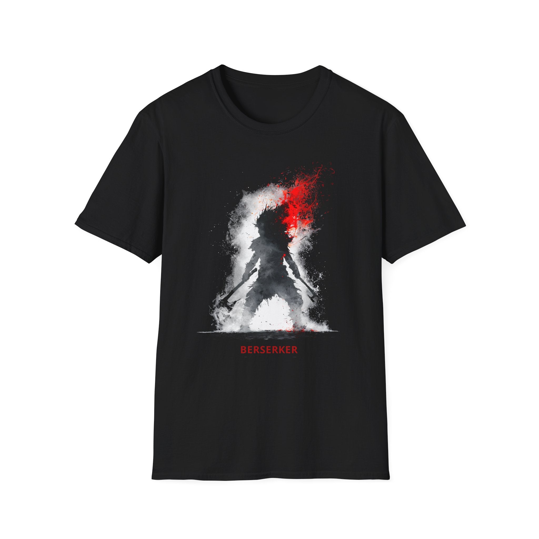 Berserker Silhouette Tee - Red & White Smoke Rage Graphic T-Shirt