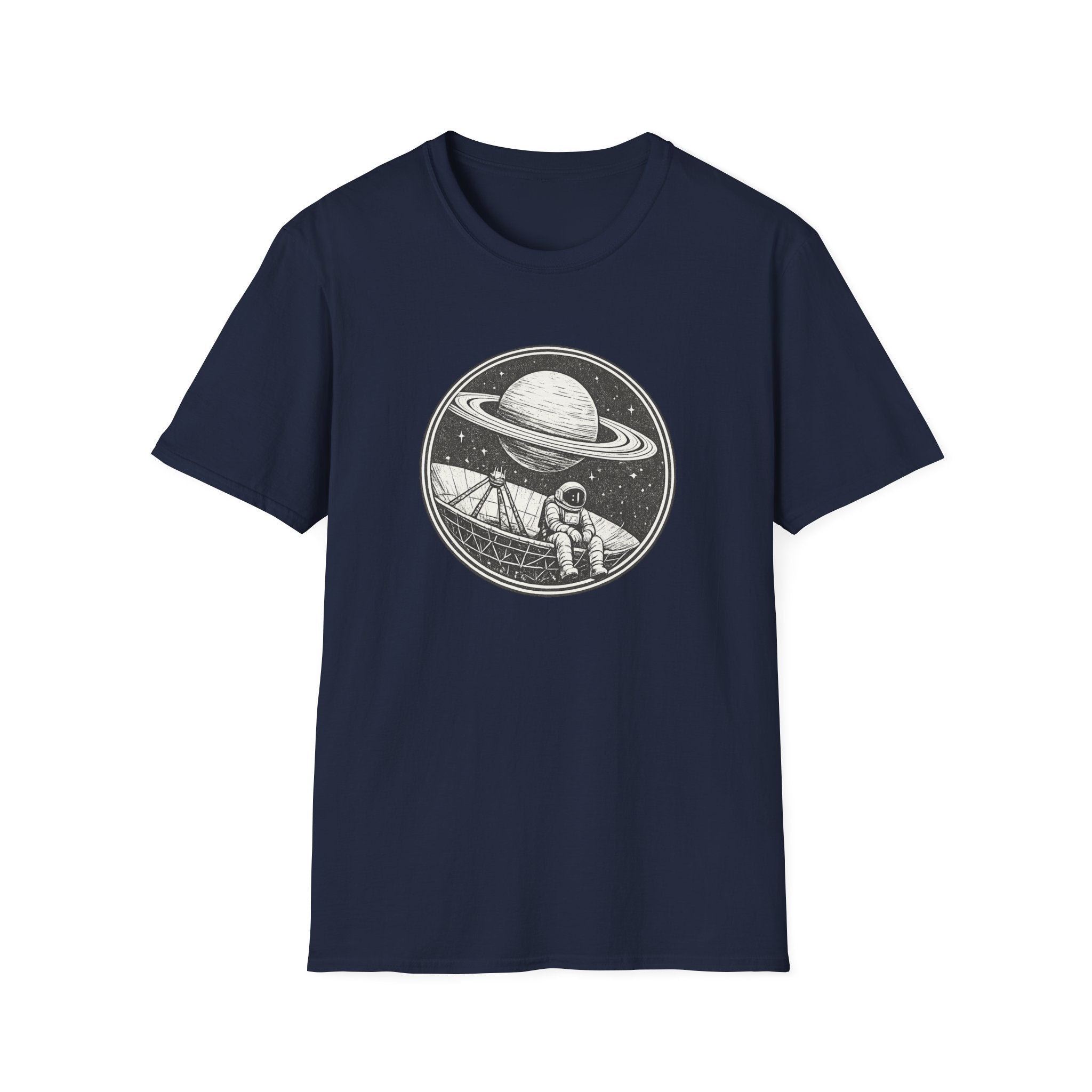 Lonely Astronaut & Saturn Graphic T-Shirt - Vintage Space Explorer Tee
