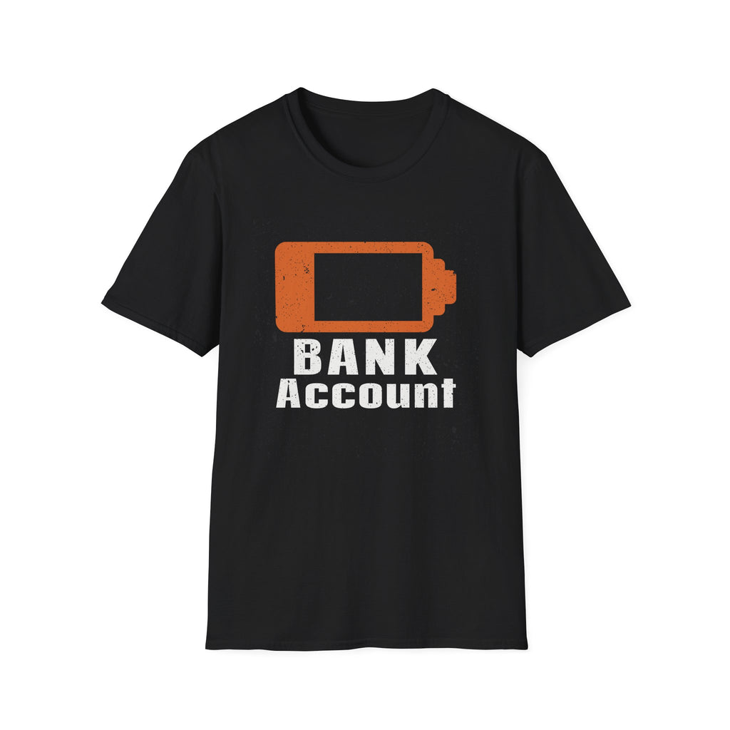 Bank Account Low Battery Distressed Splatter Graphic T-Shirt