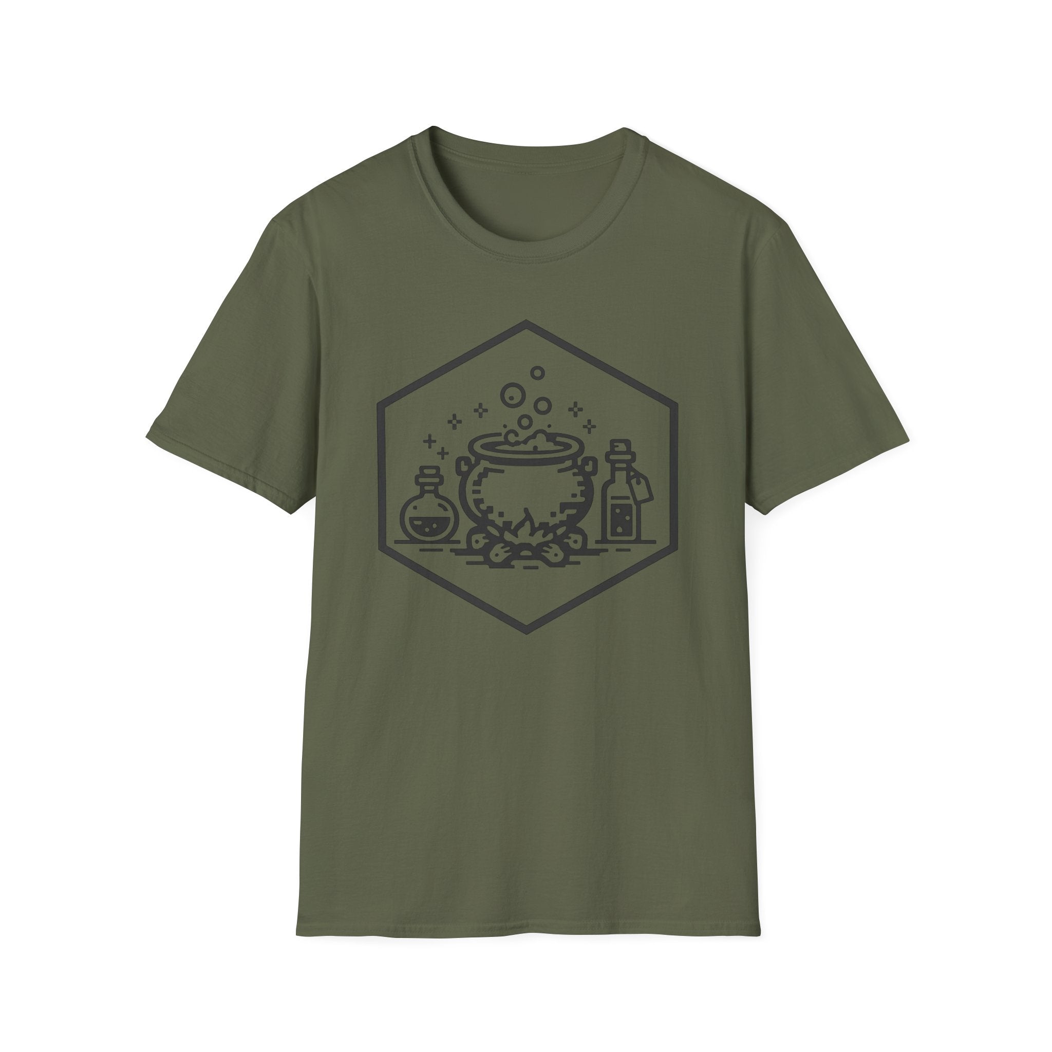 Witch Cauldron T‑Shirt - Hexagon Alchemist Graphic Tee