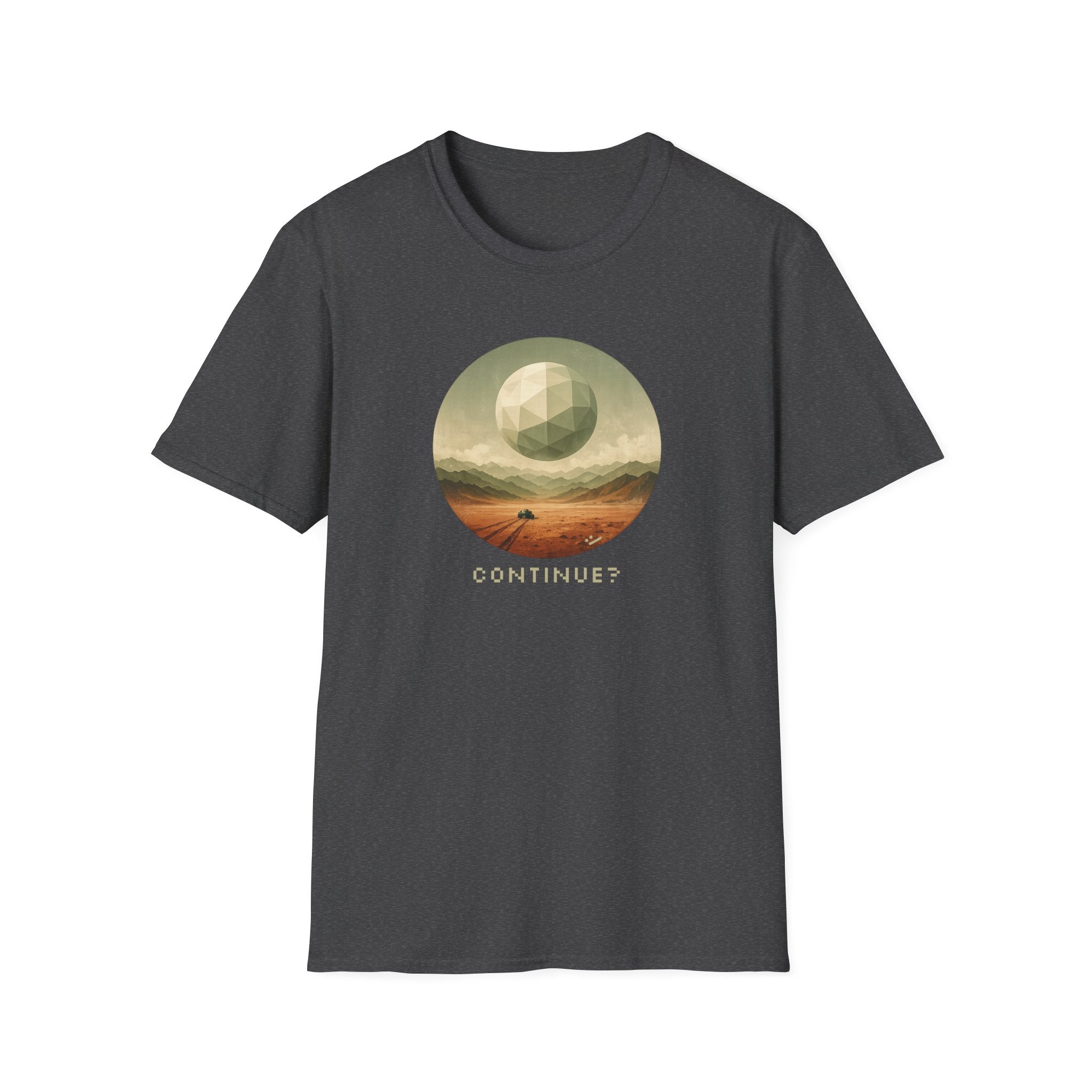 'Continue?' Surreal Desert Sphere T-Shirt - Graphic Tee
