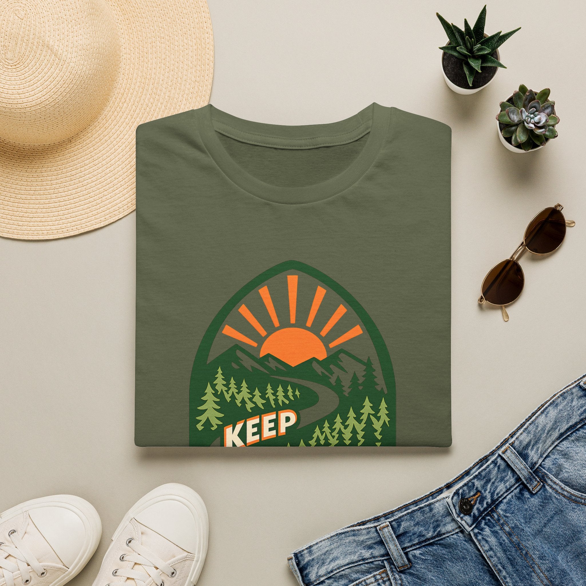 Keep Moving Adventure T-Shirt - Mountain Sunrise Graphic Tee