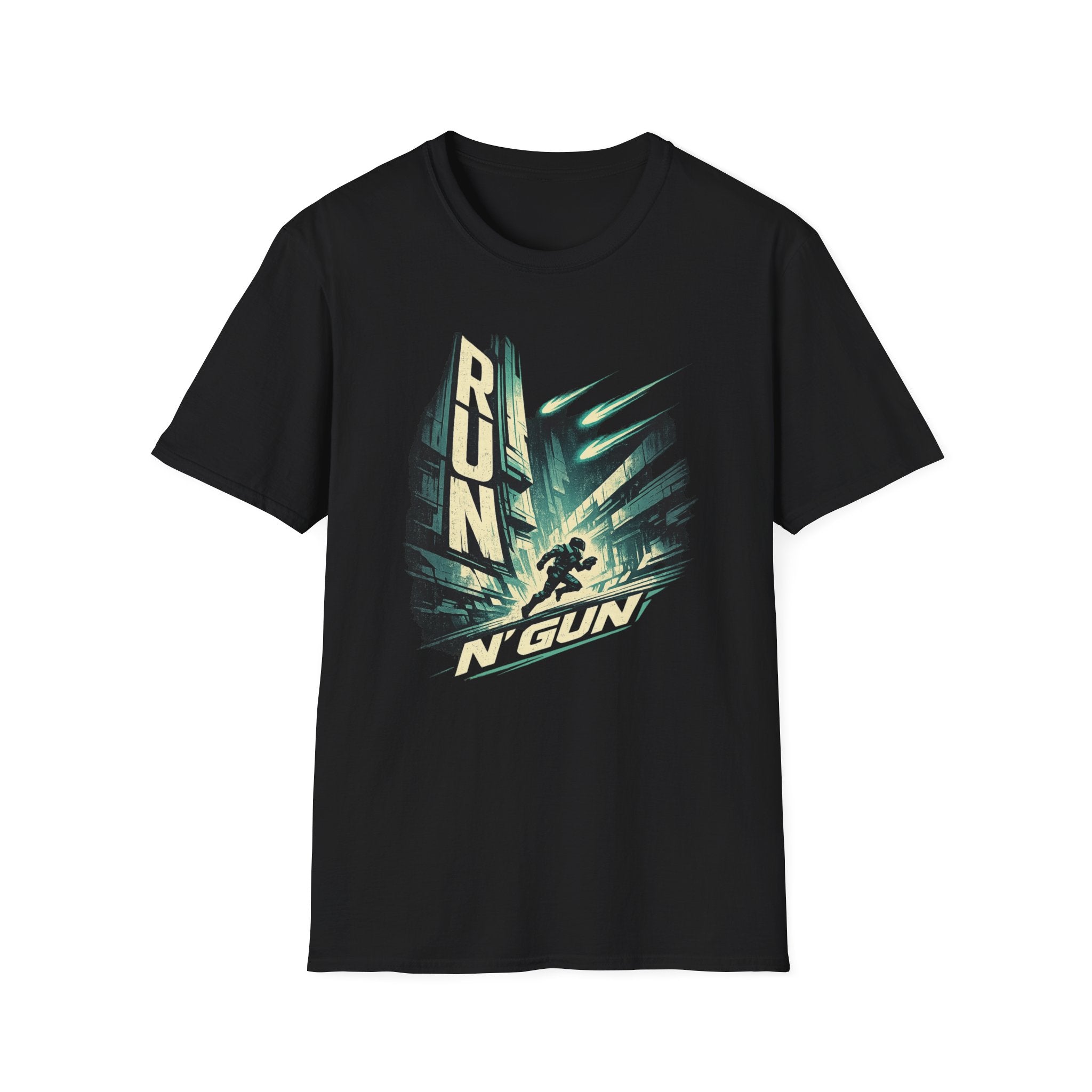 Run N' Gun T-Shirt - Retro Arcade Shooter Graphic Tee