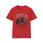 Cryptid Social Club T-Shirt - Bigfoot, Mothman & Alien Retro Graphic Tee