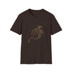 Gold Celestial Dragon T-Shirt — Mystic Fantasy Tee with Moon Accent