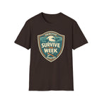 Survive The Week Shield T‑Shirt - Adventure Objective Updated Graphic Tee