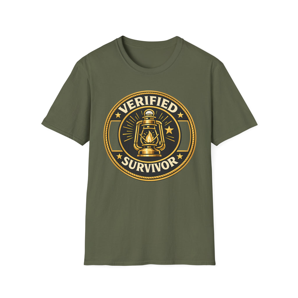 Verified Survivor T-Shirt - Vintage Lantern Emblem Tee