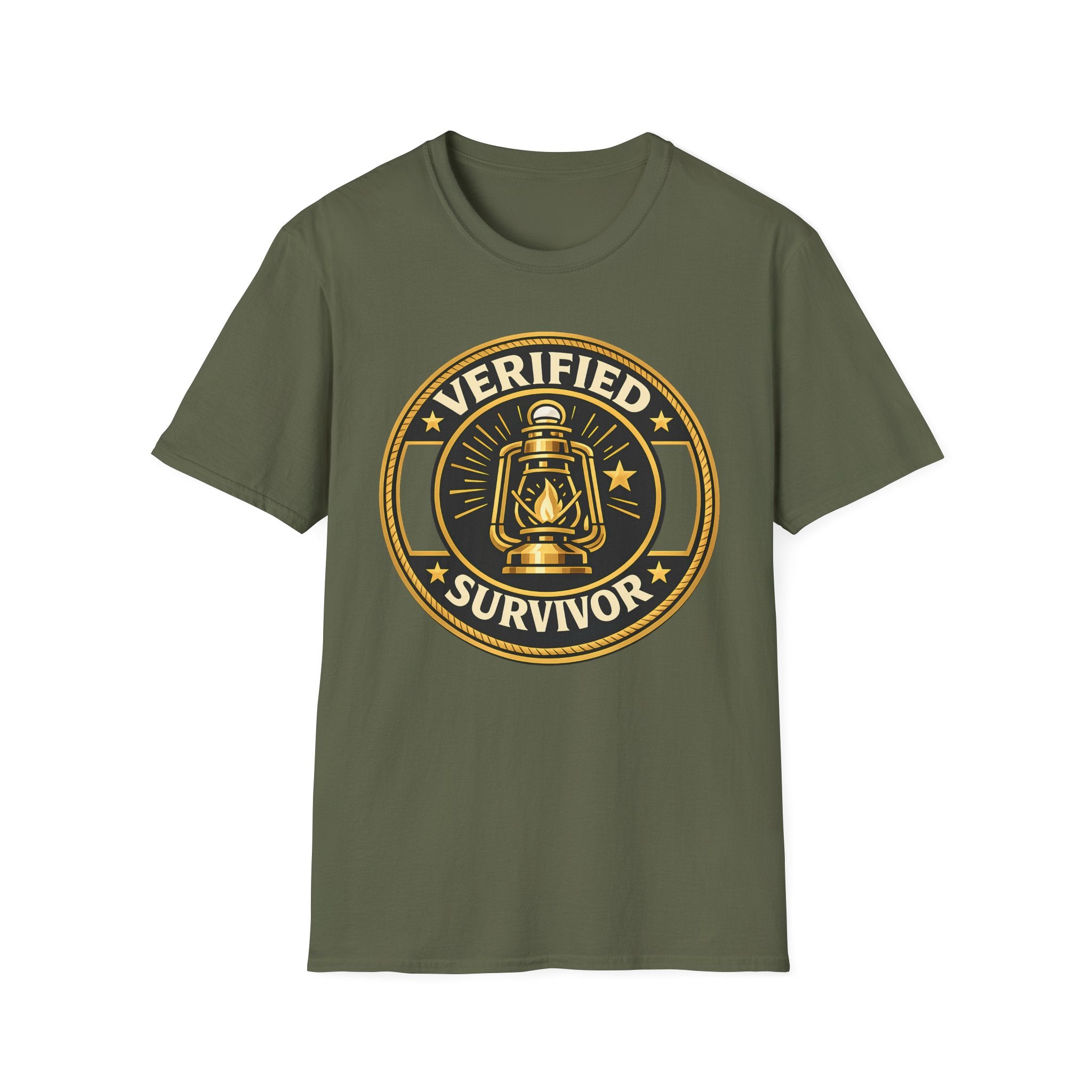 Verified Survivor T-Shirt - Vintage Lantern Emblem Tee