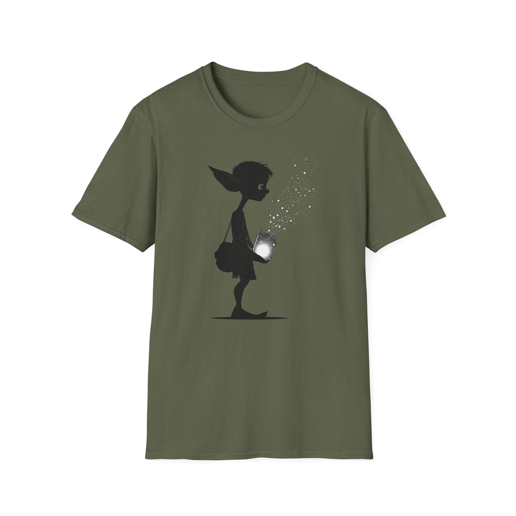 Cute Elf Firefly Jar Silhouette T‑Shirt - Whimsical Elf Graphic Tee