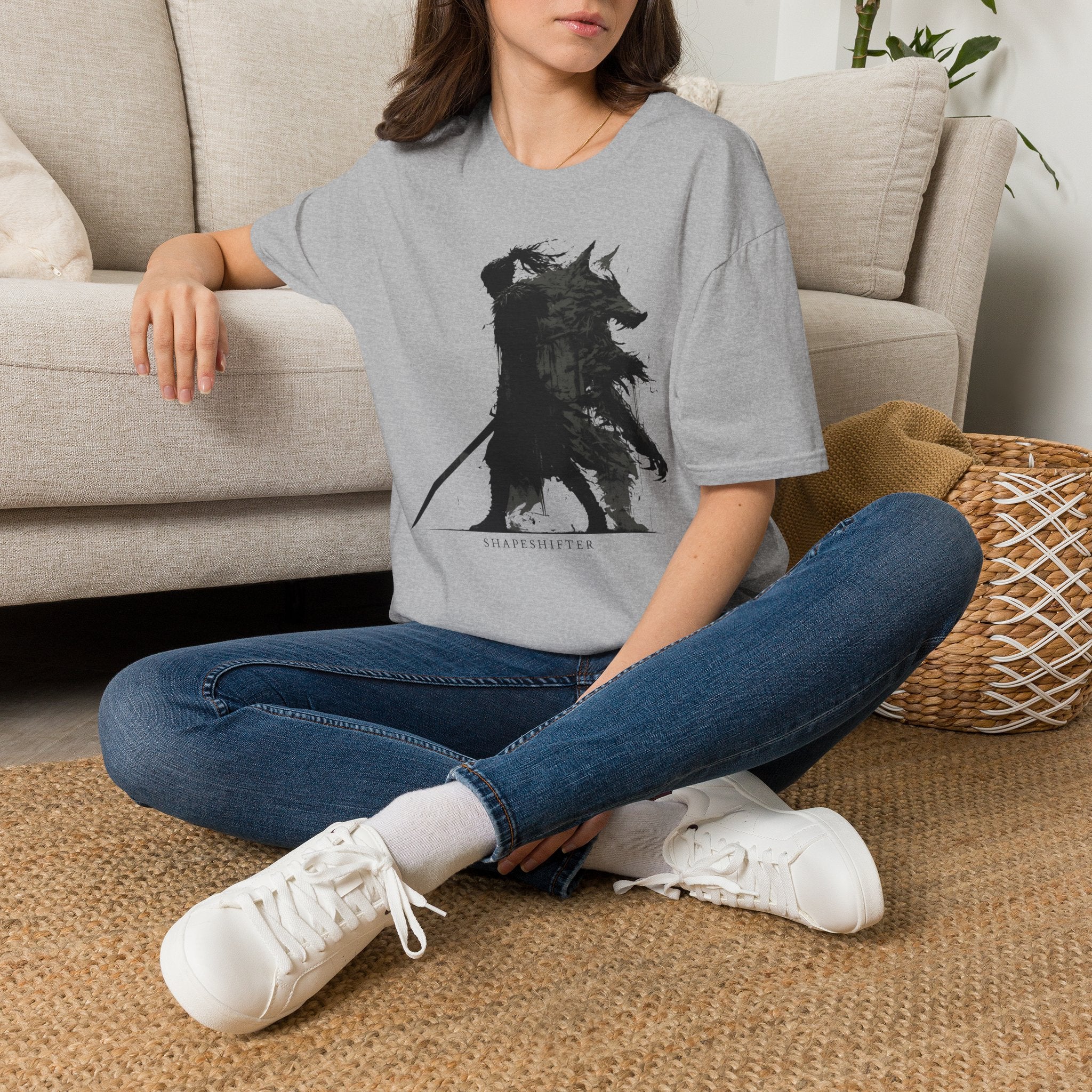 Shape Shifter Silhouette T-Shirt - Dark Ink Wolf Wilderness Graphic Tee