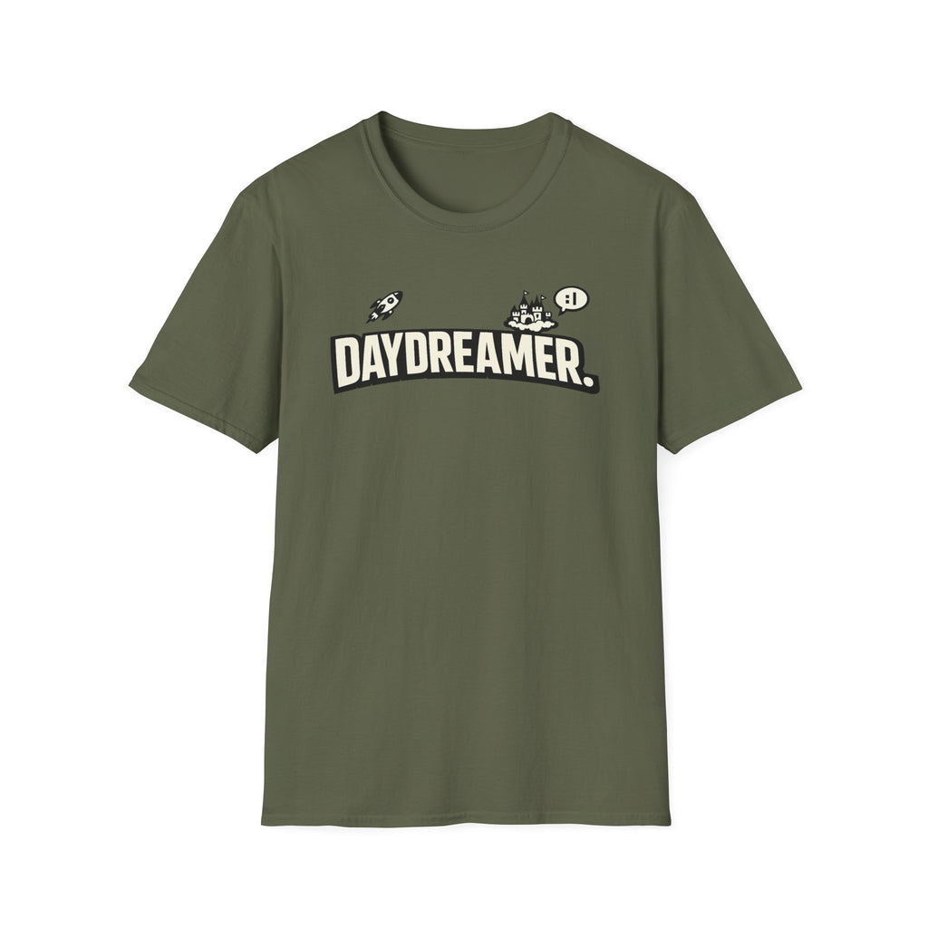 Daydreamer Graphic T-Shirt — Retro Rocket & Castle Design
