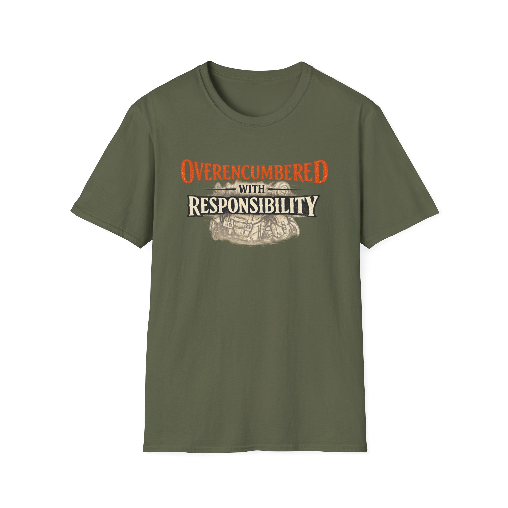 "Overencumbered with Responsibility" Funny RPG Gamer T-Shirt
