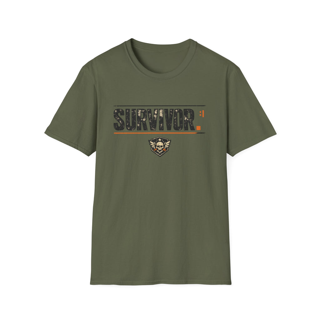 Survivor Graphic T-Shirt – Distressed Patch Design