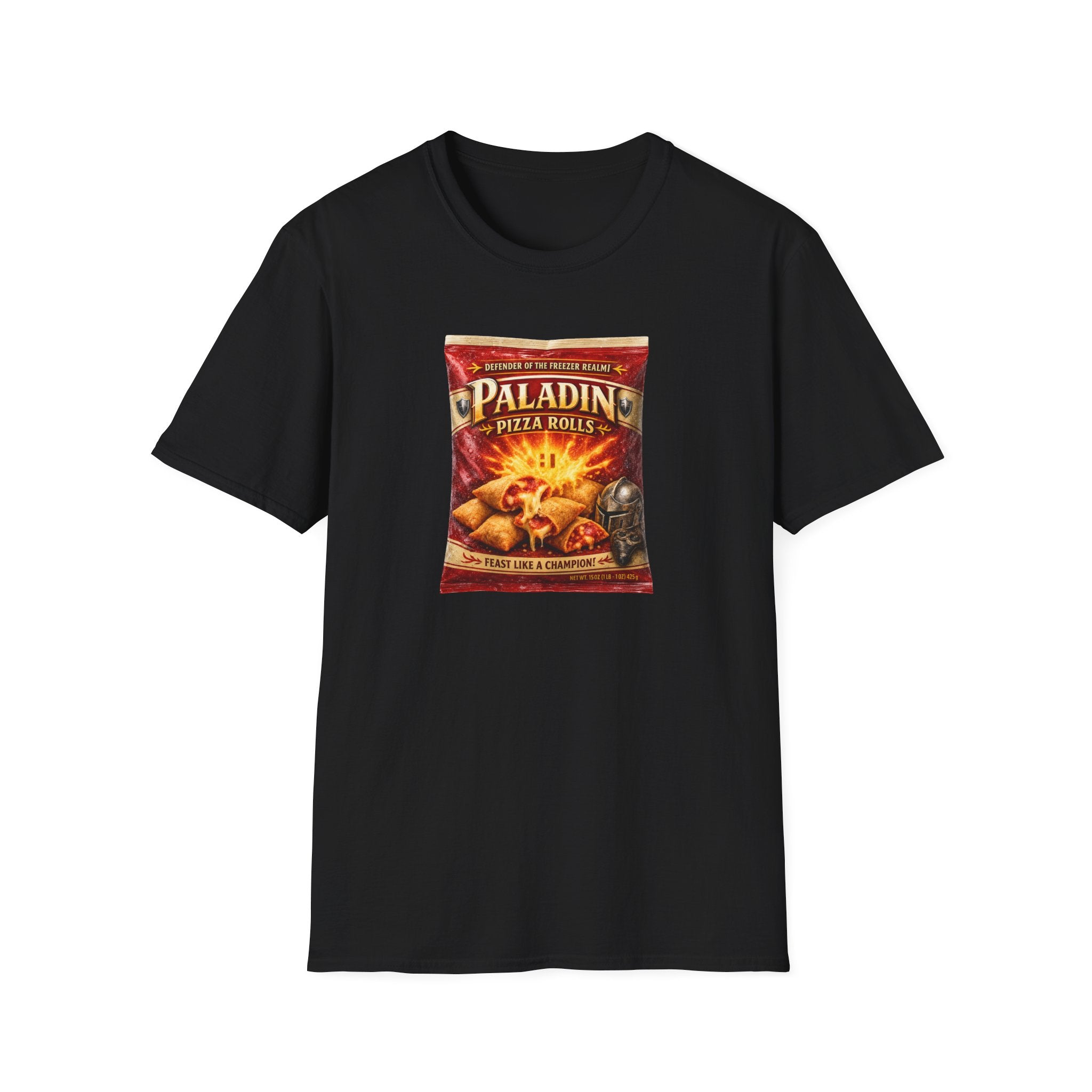 Paladin Pizza Rolls T-Shirt — Gamer D&D Parody Snack Tee