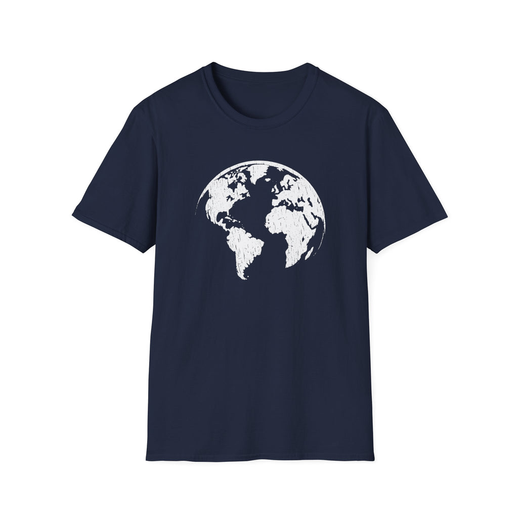 Earth Globe T-Shirt — Minimal White World Tee