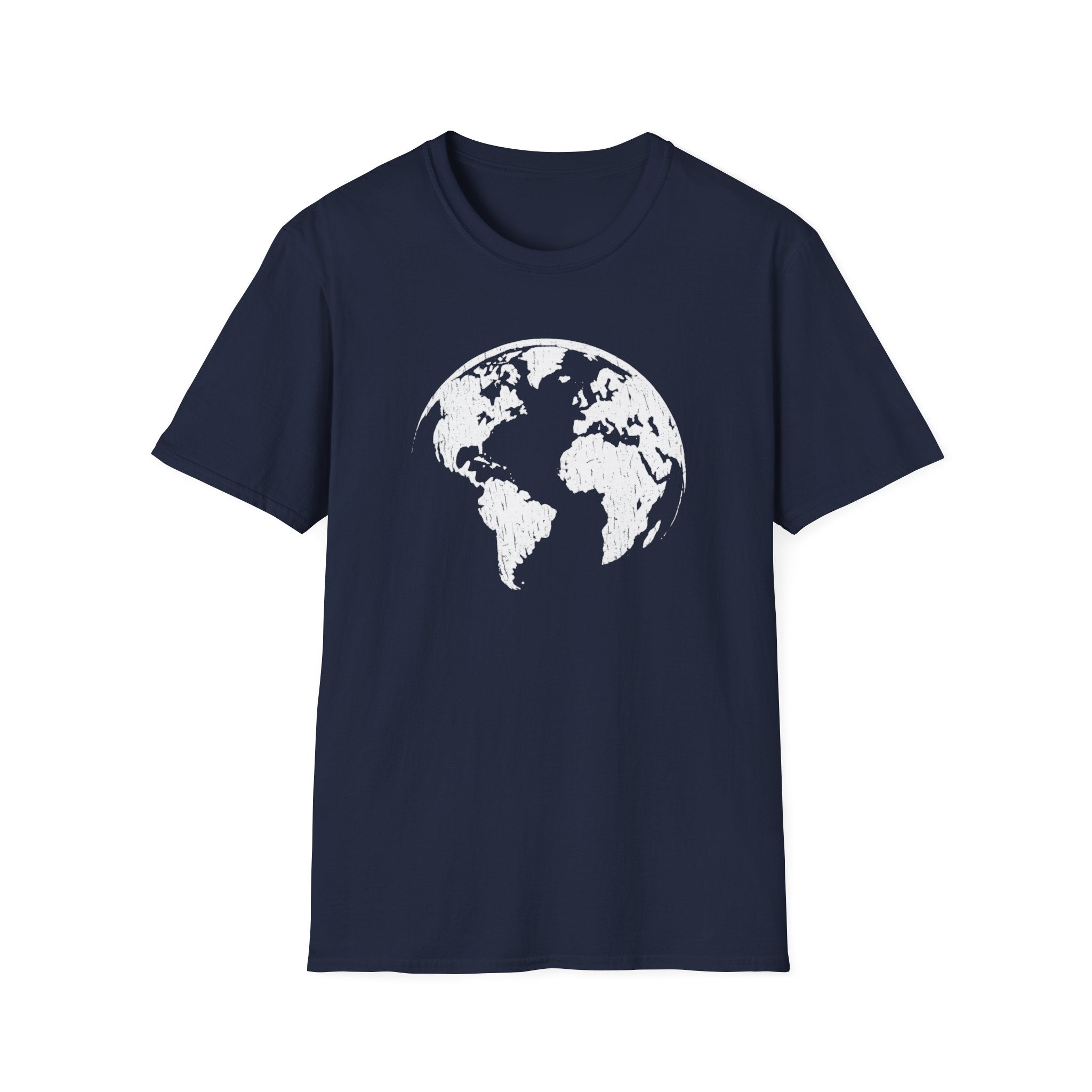 Earth Globe T-Shirt — Minimal White World Tee
