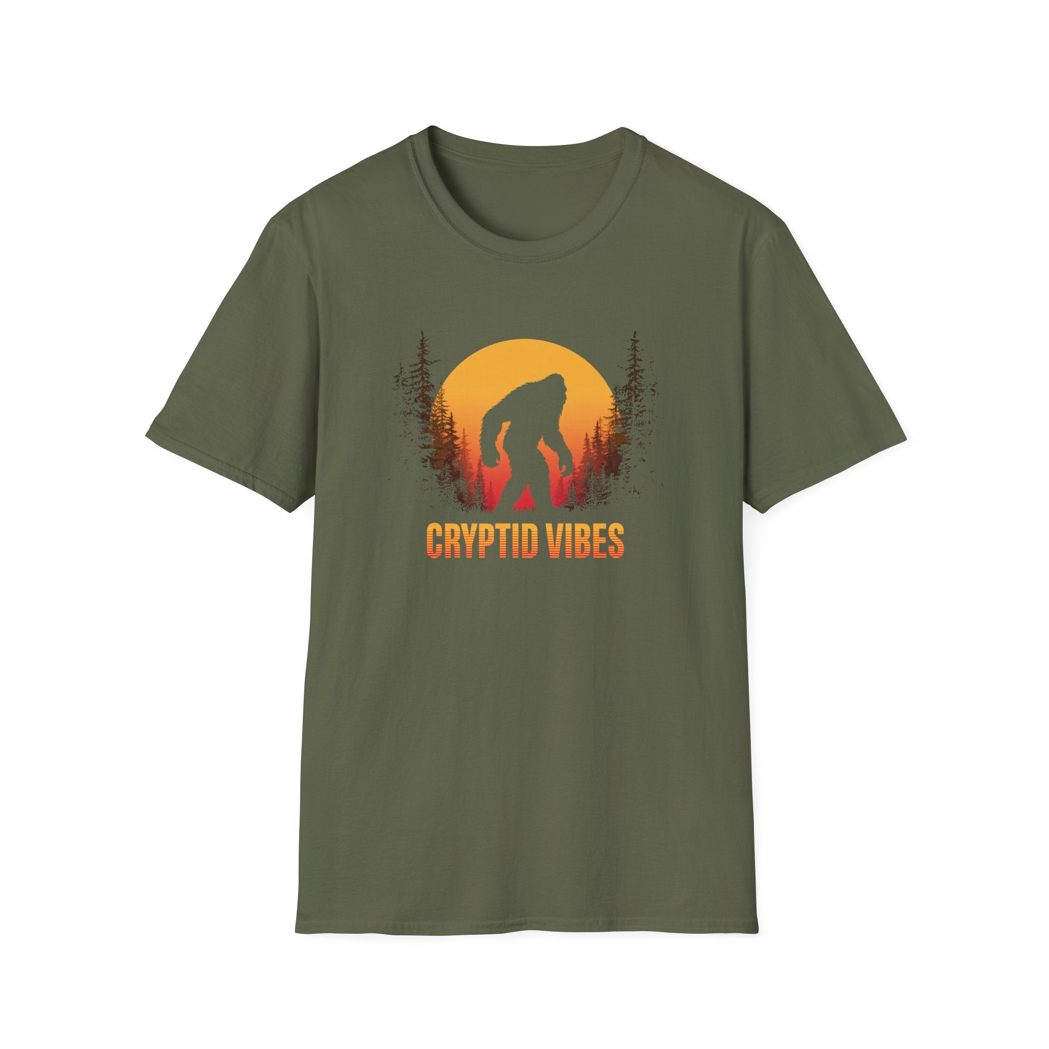 Cryptid Vibes T-Shirt — Bigfoot Sunset Graphic Tee