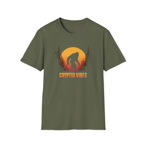 Bigfoot Cryptid Vibes Retro Sunset Graphic Tee