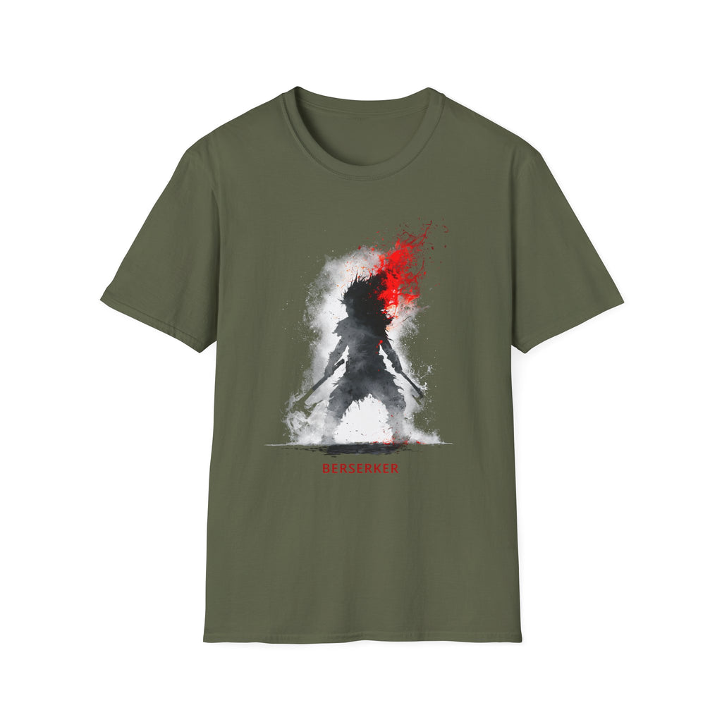 Berserker Silhouette Tee - Red & White Smoke Rage Graphic T-Shirt