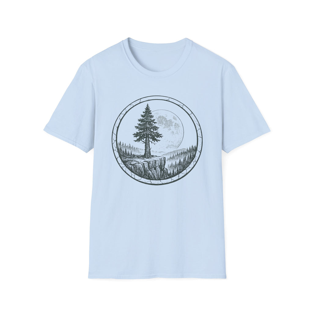 Nature Moon T-Shirt — Pine Tree Circle Graphic