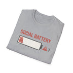 Social Battery Low Funny Introvert Graphic T-Shirt