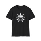Sunset Mountain T-Shirt — Minimal Nautical Sun & Waves Graphic