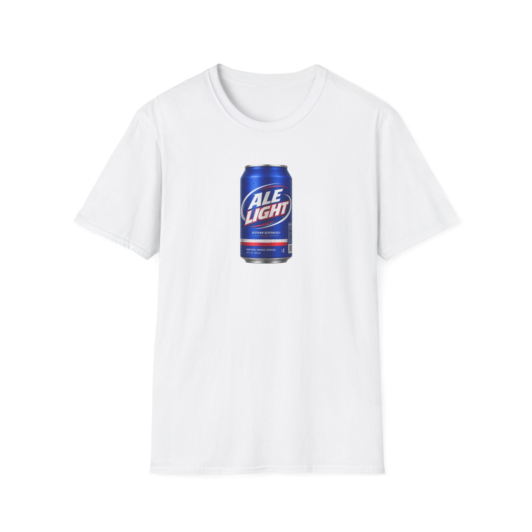 Ale Light Parody Beer Can T-Shirt — Retro Beer Logo Tee