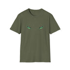 Mystic Green Cat Eyes T-Shirt - Glowing Feline Gaze Tee
