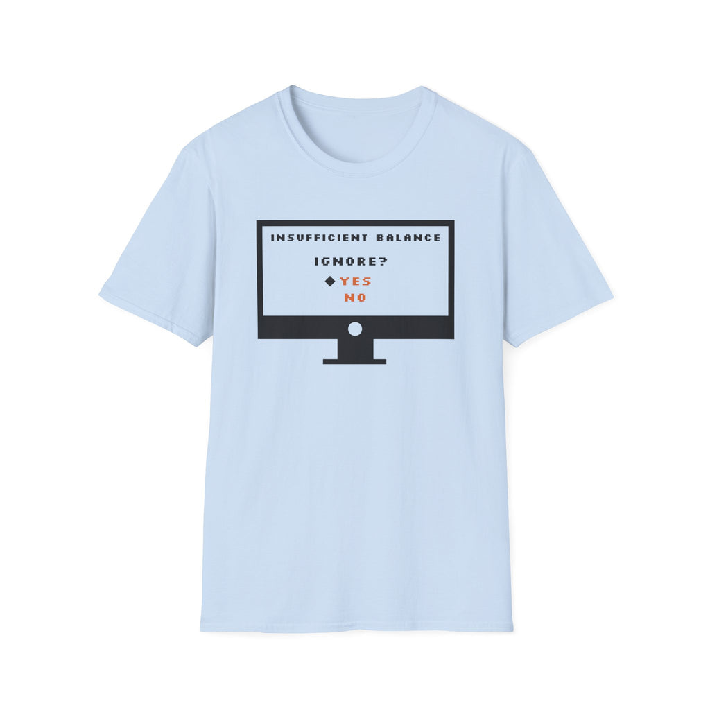 "Insufficient Balance" Retro Computer Screen Graphic T-Shirt