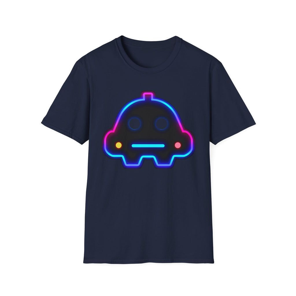 Neon Robot Tee - Retro Glowing Cute Bot Graphic T-Shirt