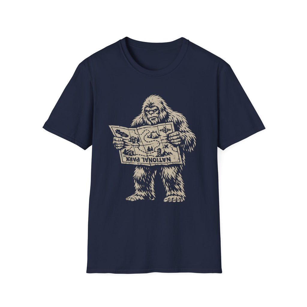 Confused Bigfoot Reading Map T-Shirt
