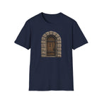 Medieval Mystery Stone Arch Door T-Shirt - Rustic Castle Entrance Graphic Tee